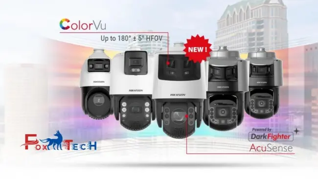 Hikvision ColorVu security cameras with AcuSense technology.