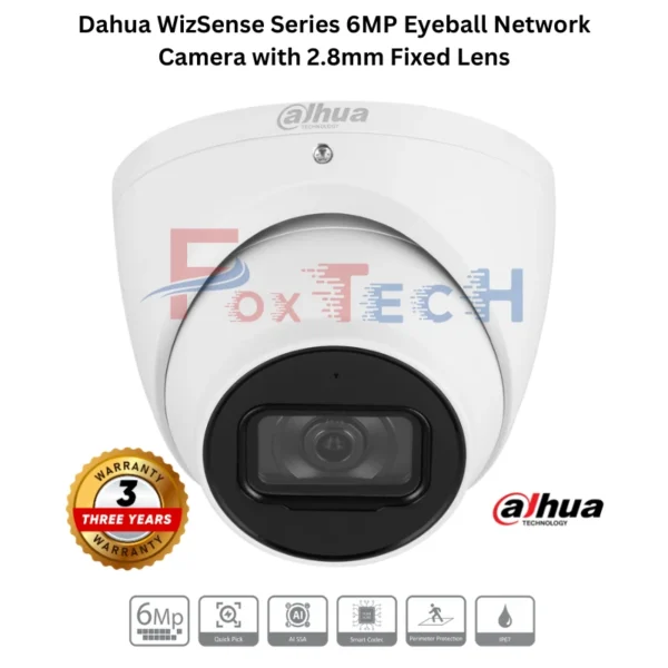 6MP network camera with 2.8mm lens, Dahua WizSense.